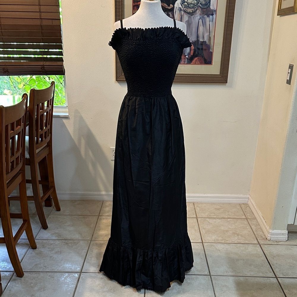 GIVENCHY NOUVELLE BOUTIQUE Vintage Black Silk Organza Ruffle Formal Gown Size 10